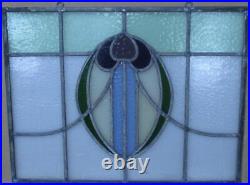 OLD ENGLISH STAINED GLASS WINDOW Unframed w Hooks Abstract Floral 19.75 x 15.25