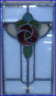 OLD ENGLISH STAINED GLASS WINDOW Unframed w Hooks Cute Floral 9.75 x 17.5