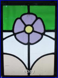 OLD ENGLISH STAINED GLASS WINDOW Unframed w Hooks Pretty Floral 9.25 x 13