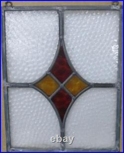 OLD ENGLISH STAINED GLASS WINDOW Unframed w Hooks Simple Diamond 10.25 x 13.5