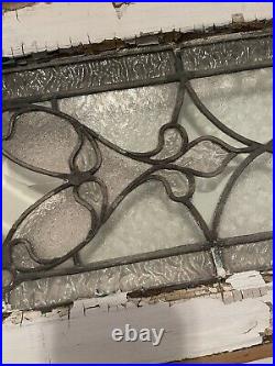 OMG! ANTIQUE STAINED GLASS DISTRESSED TRANSOM Window FRAME OLD SHABBY WHITE