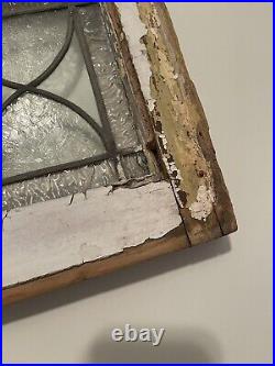 OMG! ANTIQUE STAINED GLASS DISTRESSED TRANSOM Window FRAME OLD SHABBY WHITE