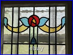 OMG! ANTIQUE STAINED GLASS DISTRESSED Window FRAME OLD RED Blue YELLOW LEAD