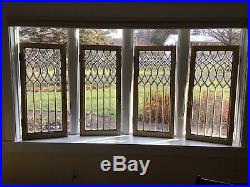 ONE Vintage Ornate Antique Leaded Beveled Glass Window Architectural Salvage