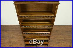 Oak Antique 5 Stack Lawyer Bookcase, Leaded Glass, 4 Drawers #31386