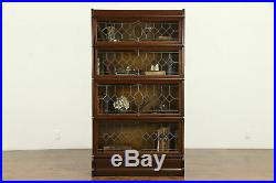 Oak Antique Stacking Lawyer Bookcase, Leaded Beveled Glass Globe Wernicke #32203