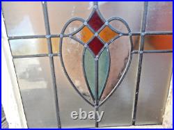 Old English Leaded Stained Glass Window, Original Wood Frame, Unique Old English Leaded Stained Glass Window, Original Wood Frame, Unique