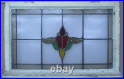 Old English Leaded Stained Glass Window Transom Pretty Floral 34 1/2 X 18 1/2