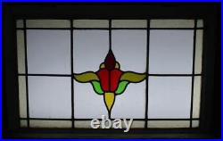Old English Leaded Stained Glass Window Transom Pretty Floral 34 1/2 X 18 1/2