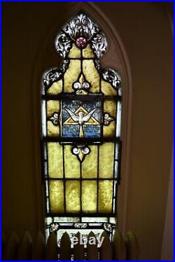 + Older German Stained Glass Church Window + The Holy Spirit (H22) + chalice co