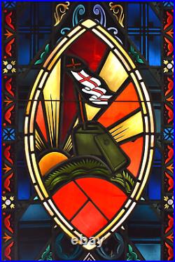 Older Stained Glass Church Window,'Resurrection Tomb', 79 HT (CU55) chalice co