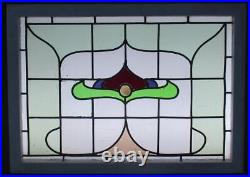 PRETTY ABSTRACT ENGLISH LEADED STAINED GLASS WINDOW TRANSOM 29 3/4 x 21 1/2