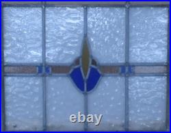 PRETTY ABSTRACT LEADED STAINED GLASS WINDOW Unframed w Hooks 21 3/4 x 16 3/4