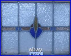 PRETTY ABSTRACT LEADED STAINED GLASS WINDOW Unframed w Hooks 21 3/4 x 16 3/4