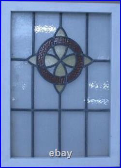 PRETTY ABSTRACT MIDSIZE ENGLISH LEADED STAINED GLASS WINDOW 18 3/4 x 24 1/4
