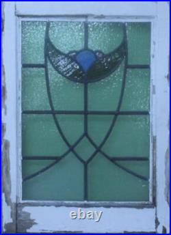 PRETTY ABSTRACT MIDSIZE ENGLISH LEADED STAINED GLASS WINDOW 19 1/2 x 26 3/4