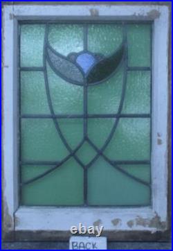 PRETTY ABSTRACT MIDSIZE ENGLISH LEADED STAINED GLASS WINDOW 19 1/2 x 26 3/4