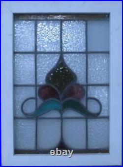 PRETTY ABSTRACT MIDSIZE OLD ENGLISH LEADED STAINED GLASS WINDOW 19 x 26