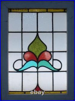 PRETTY ABSTRACT MIDSIZE OLD ENGLISH LEADED STAINED GLASS WINDOW 19 x 26