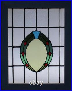 PRETTY ABSTRACT MIDSIZE OLD ENGLISH LEADED STAINED GLASS WINDOW 21 1/4 x 27