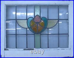 PRETTY ABSTRACT MIDSIZE OLD ENGLISH LEADED STAINED GLASS WINDOW 26 x 20 3/4