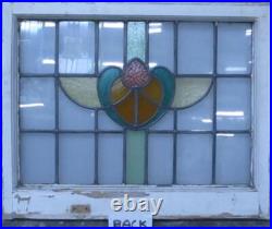 PRETTY ABSTRACT MIDSIZE OLD ENGLISH LEADED STAINED GLASS WINDOW 26 x 20 3/4