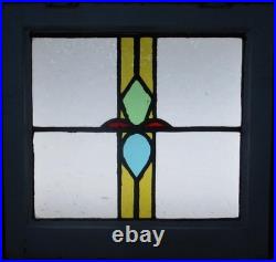 PRETTY ABSTRACT OLD ENGLISH LEADED STAINED GLASS WINDOW 18 1/2 x 17 3/4 PRETTY ABSTRACT OLD ENGLISH LEADED STAINED GLASS WINDOW 18 1/2 x 17 3/4