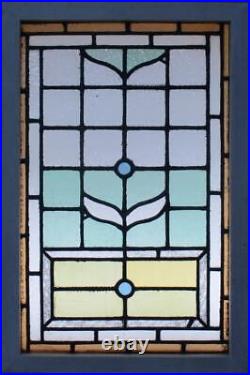 PRETTY EDWARDIAN OLD ENGLISH LEADED STAINED GLASS WINDOW 19 3/4 x 29 3/4