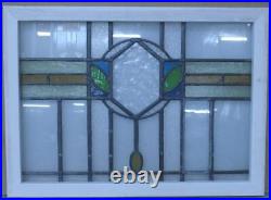 PRETTY GEOMETRIC ENGLISH LEADED STAINED GLASS WINDOW TRANSOM 27 1/4 x 19 3/4