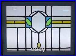 PRETTY GEOMETRIC ENGLISH LEADED STAINED GLASS WINDOW TRANSOM 27 1/4 x 19 3/4