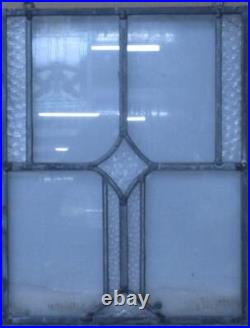 PRETTY GEOMETRIC LEADED STAINED GLASS WINDOW Unframed w Hooks 12 1/4 x 15 1/2
