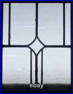 PRETTY GEOMETRIC LEADED STAINED GLASS WINDOW Unframed w Hooks 12 1/4 x 15 1/2