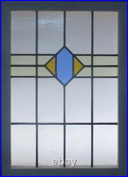 PRETTY GEOMETRIC MIDSIZE OLD ENGLISH LEADED STAINED GLASS WINDOW 20 1/2 x 29