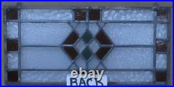 PRETTY GEO OLD ENGLISH LEADED STAINED GLASS WINDOW Unframed w Hooks 20 X 9.5