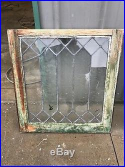 Pa 14 Antique leaded glass window 22.25 x 32.5