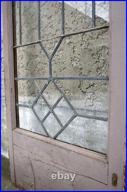 Pair 24x84 Antique Vintage SOLID Wood Wooden Sidelite Door Window Leaded Glass