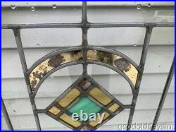 Pair Antique Chicago Bungalow Stained Leaded Glass Window Circa 1925 34 x 28