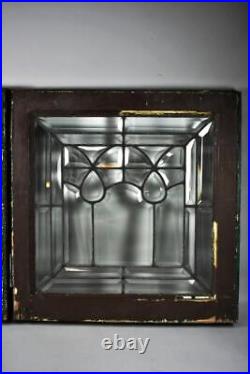 Pair Antique Leaded Beveled Glass Windows Circa 1920's