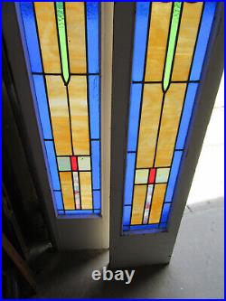 Pair Antique Stained Glass Sidelites 12.25 X 79.25 Each Salvage