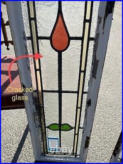 Pair Of Reclaimed Leaded Light Stained Glass Within Crittall Window Frame