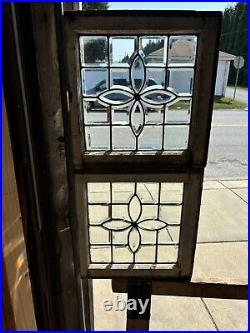 Pair Of Small Antique Full Beveled Glass Windows 18 Square Salvage