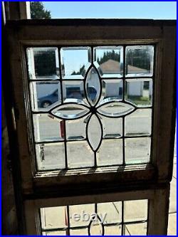 Pair Of Small Antique Full Beveled Glass Windows 18 Square Salvage