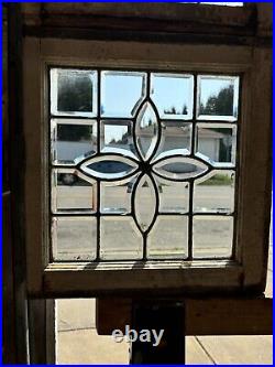 Pair Of Small Antique Full Beveled Glass Windows 18 Square Salvage