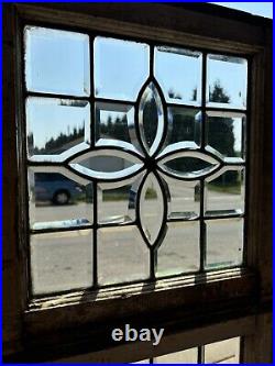 Pair Of Small Antique Full Beveled Glass Windows 18 Square Salvage