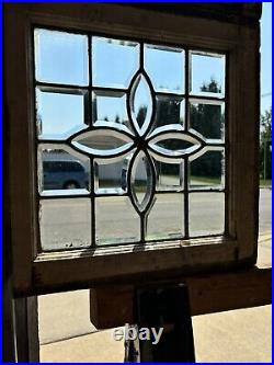 Pair Of Small Antique Full Beveled Glass Windows 18 Square Salvage