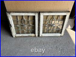 Pair Of Small Antique Full Beveled Glass Windows 18 Square Salvage