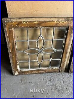 Pair Of Small Antique Full Beveled Glass Windows 18 Square Salvage