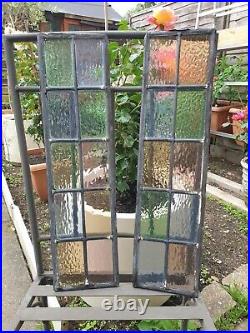 Pair Of Small Victorian Stained Glass Window Panels