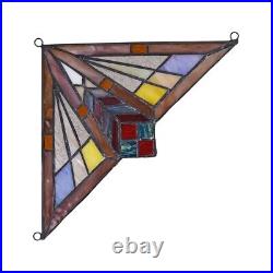 Pair Stained Glass Corner Window Panels Handcrafted Mission Design Tiffany Style Pair Stained Glass Corner Window Panels Handcrafted Mission Design Tiffany Style