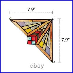 Pair Stained Glass Corner Window Panels Handcrafted Mission Design Tiffany Style Pair Stained Glass Corner Window Panels Handcrafted Mission Design Tiffany Style